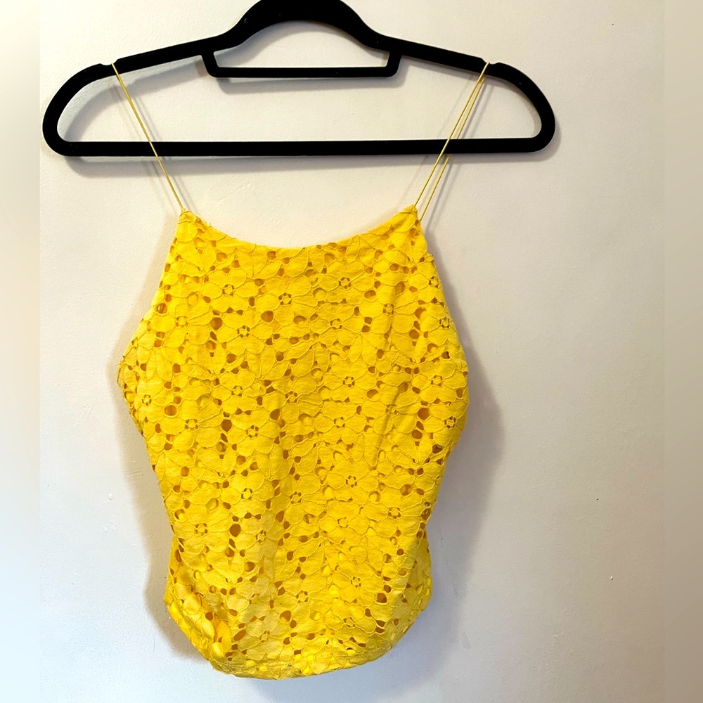 Yellow spaghetti strap tank top